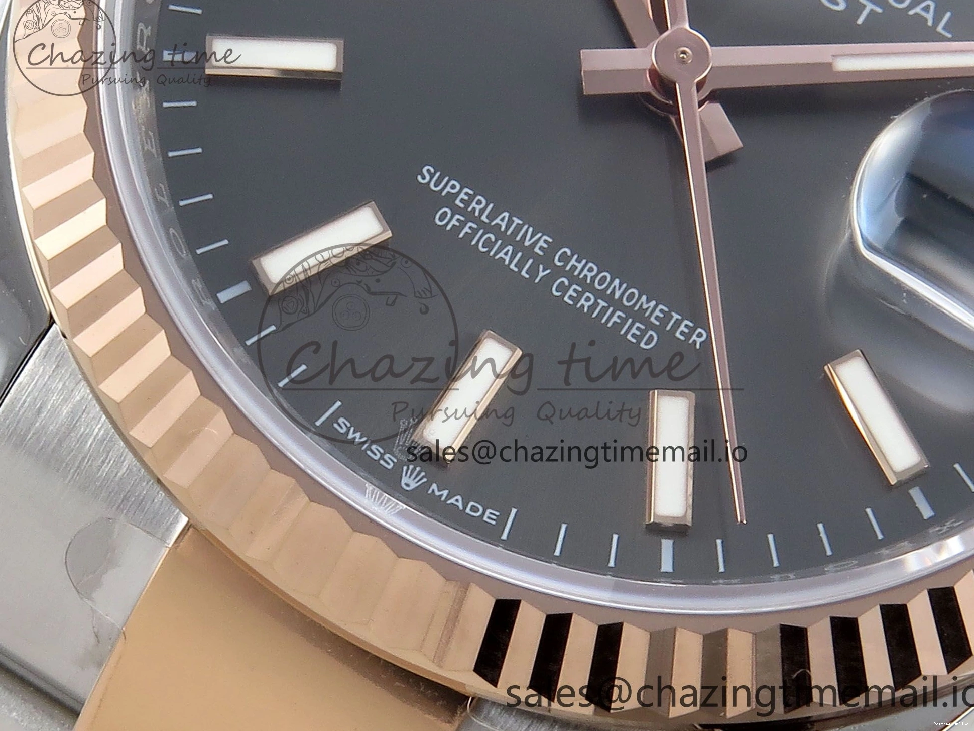 1222 TechFriendly DateJust 36 126231 EWEF Best Edition Gray Stick Dial on SS RG Oyster Bracelet A 661